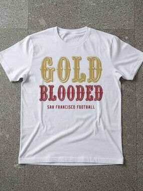 Gold Blooded San Francisco Football T-Shirt – Vintage Style Fan Tee, Bold Sports